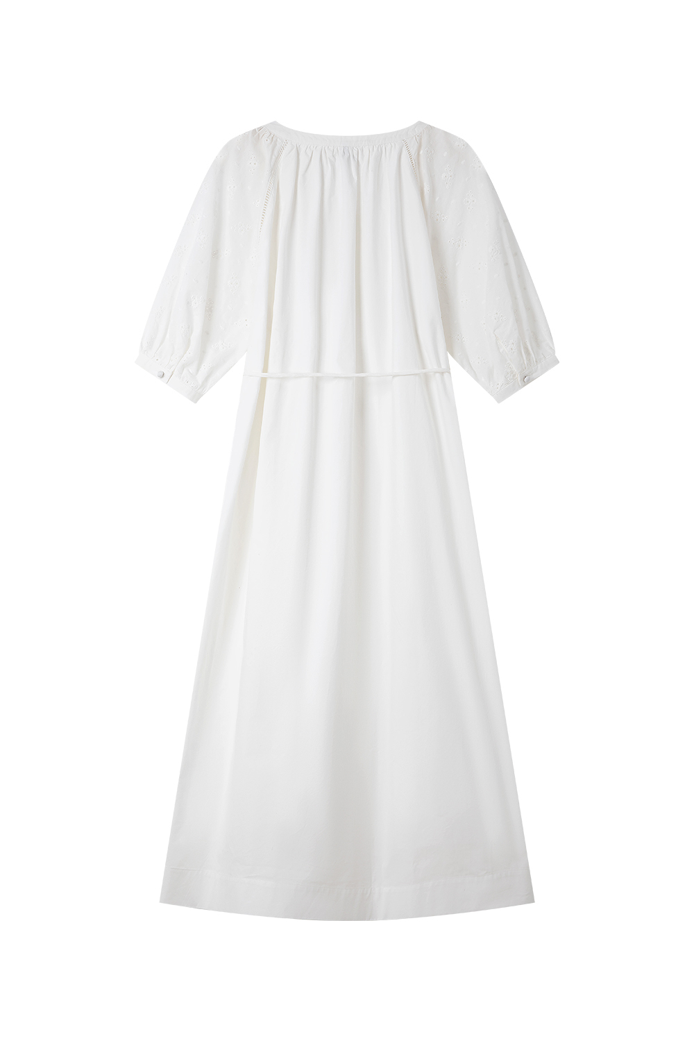 Cotton Lace-Up Straight Dress