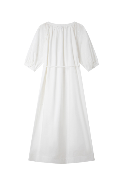 Cotton Lace-Up Straight Dress