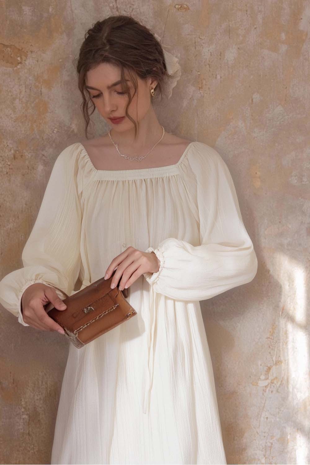Lyocell Square Neck Straight Dress