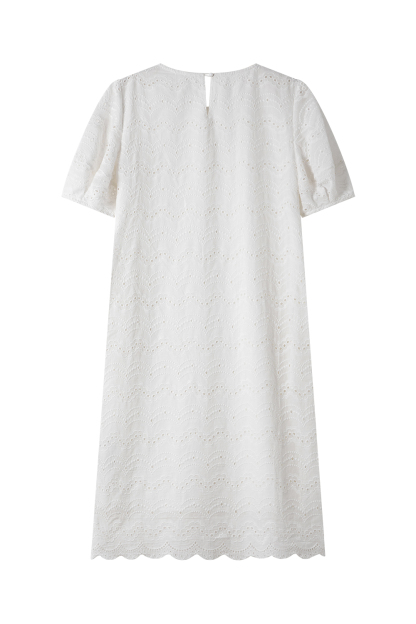 Wave Embroidered Hollow Dress