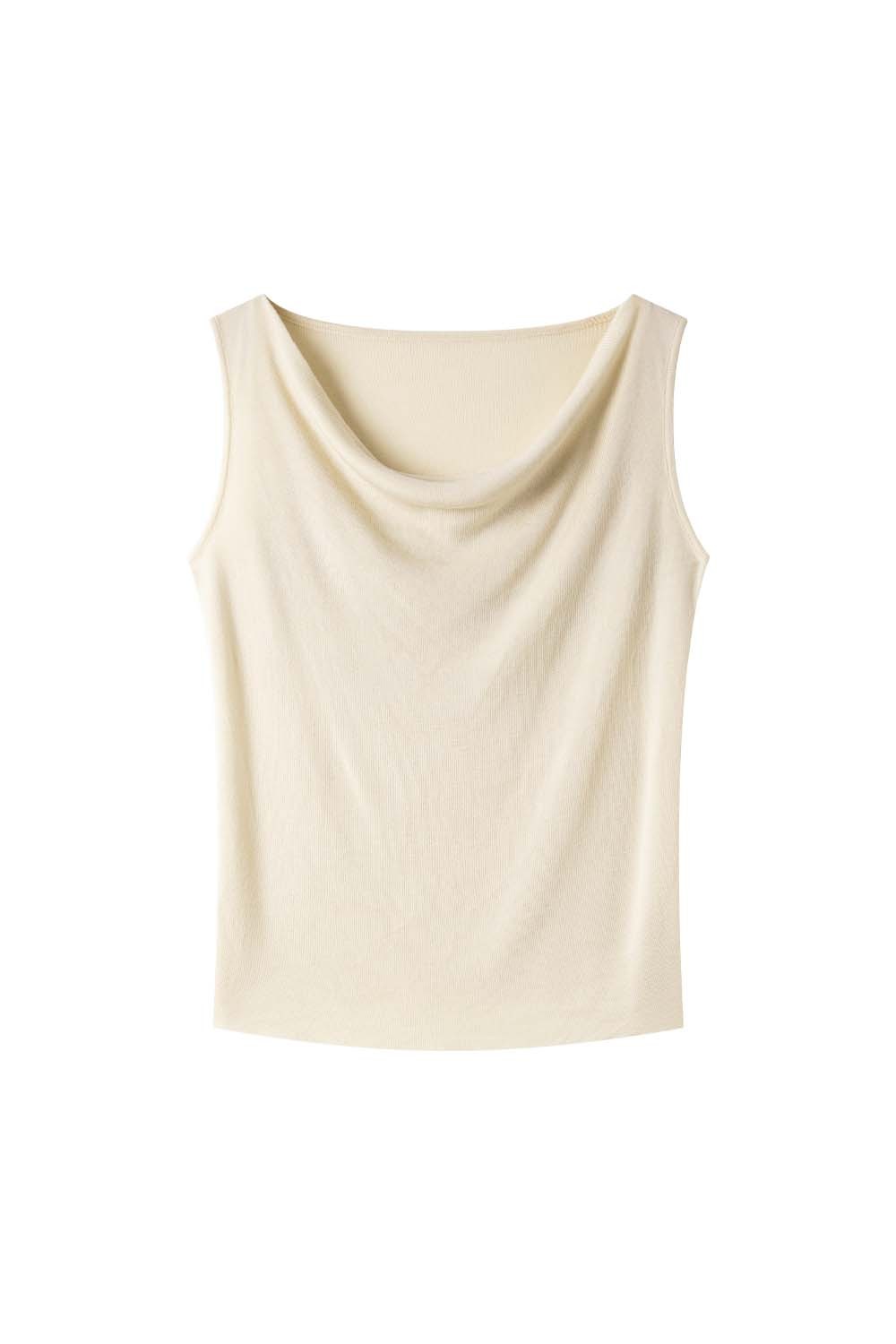 100% Lyocell Sleeveless Swing Collar Knitted Sweater