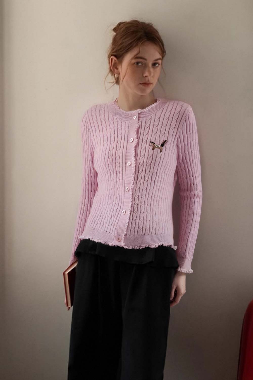 Pony Embroidered Knitted Cardigan