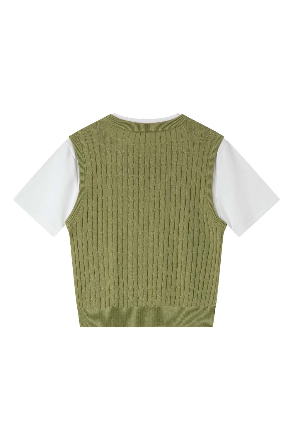 Wool Blend Fake Two-Piece Sweater