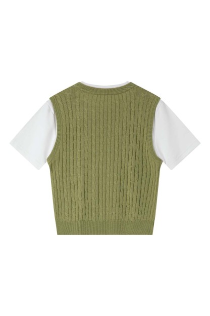 Wool Blend Fake Two-Piece Sweater