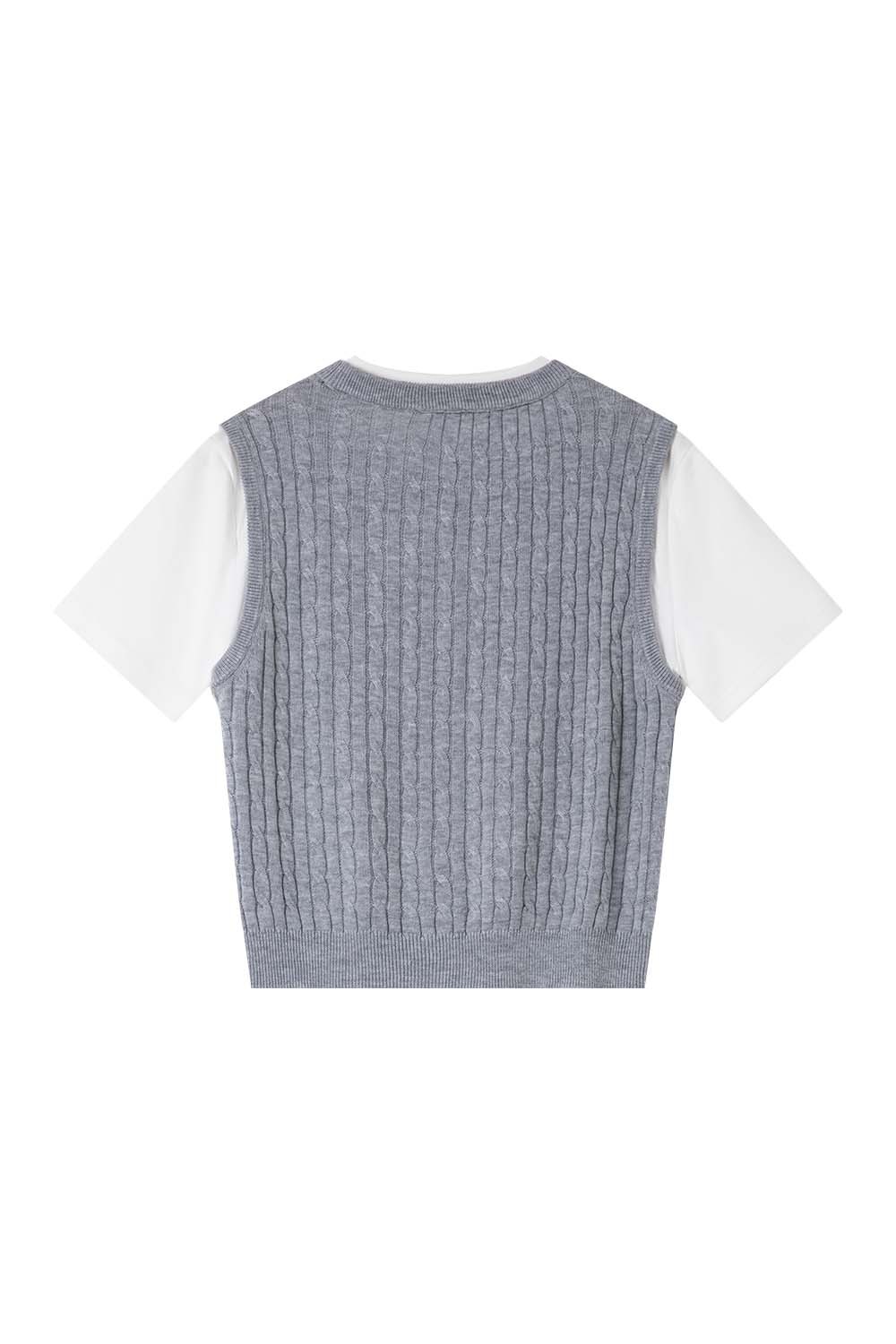 Wool Blend Fake Two-Piece Sweater