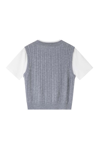 Wool Blend Fake Two-Piece Sweater