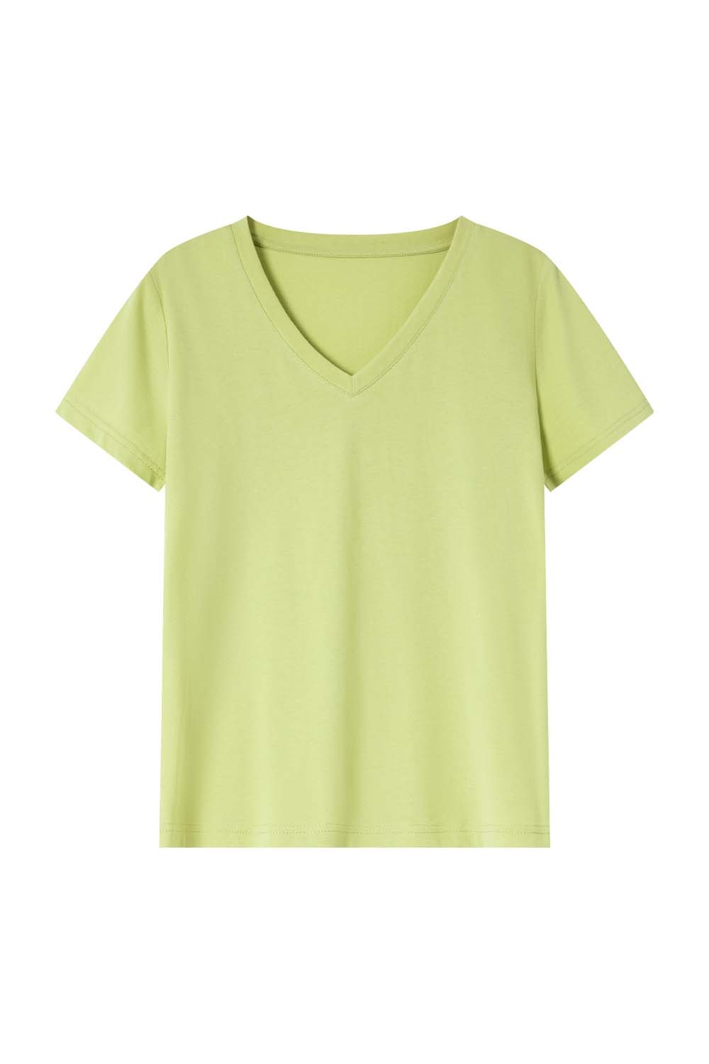 Pure Color V-Neck Casual T-Shirt