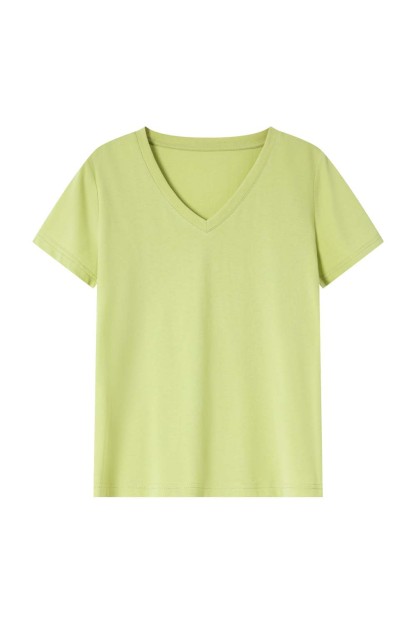 Pure Color V-Neck Casual T-Shirt