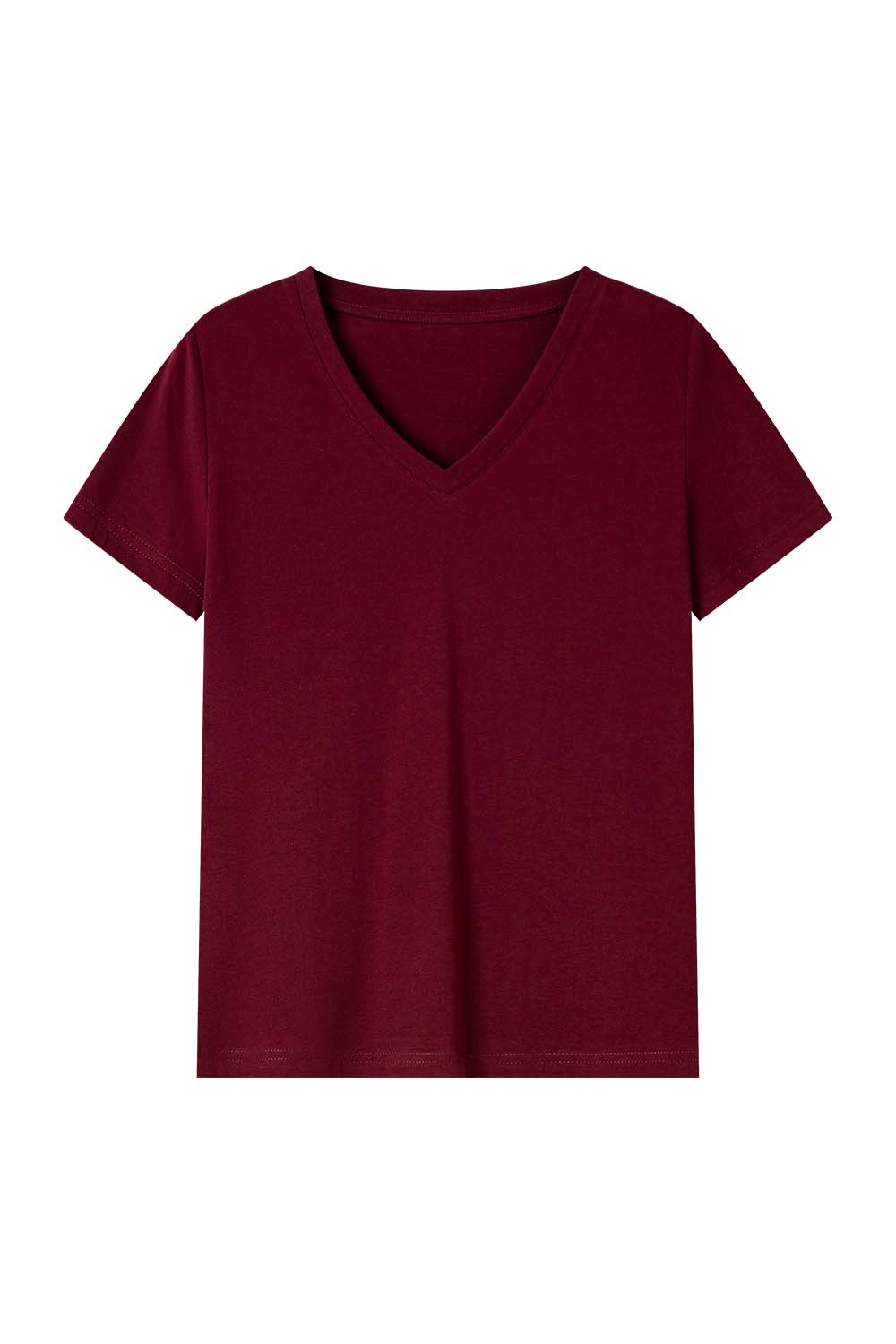 Pure Color V-Neck Casual T-Shirt