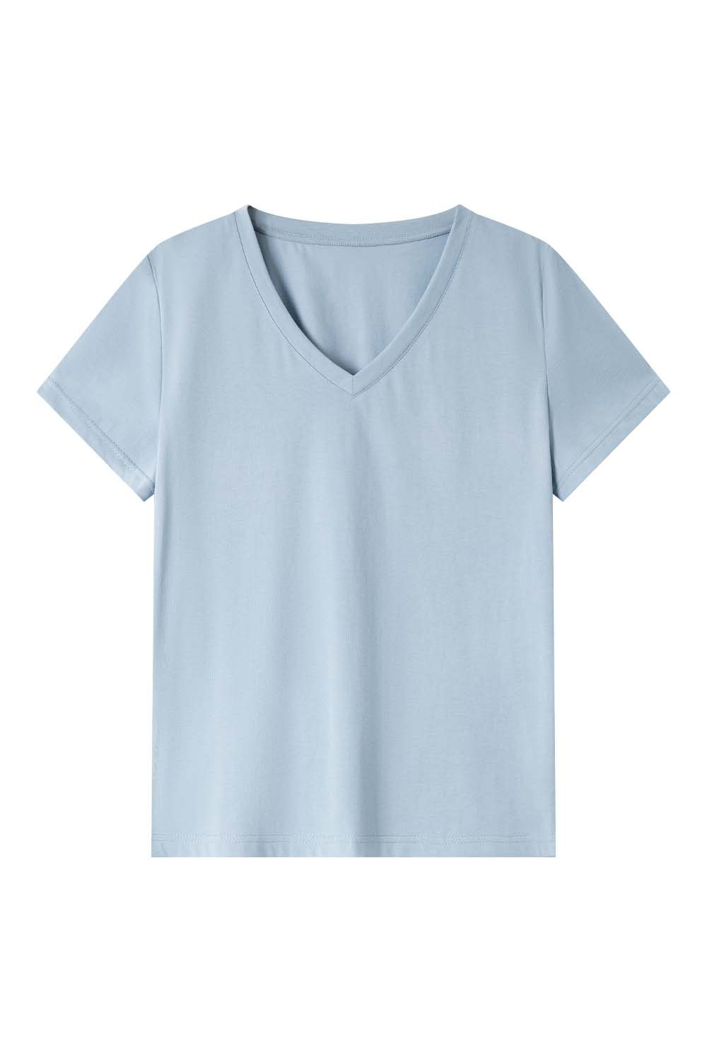 Pure Color V-Neck Casual T-Shirt