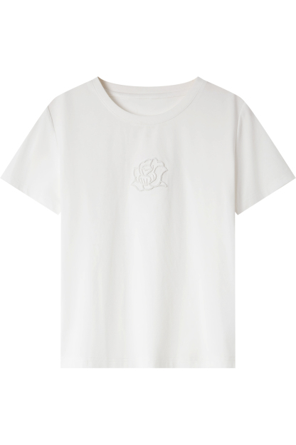 Toothbrush Embroidered Flower Design Loose T-Shirt