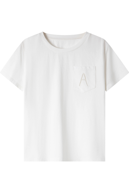 Hollow A Letter Embroidered T-Shirt
