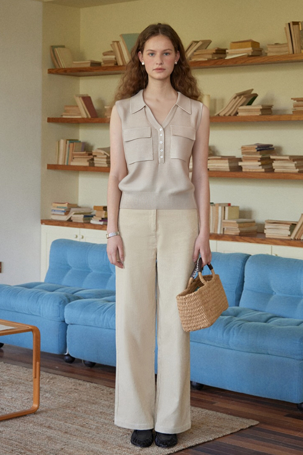 Lapel V-Neck Sweater