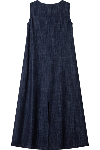 100% Cotton U-Neck Denim Dress