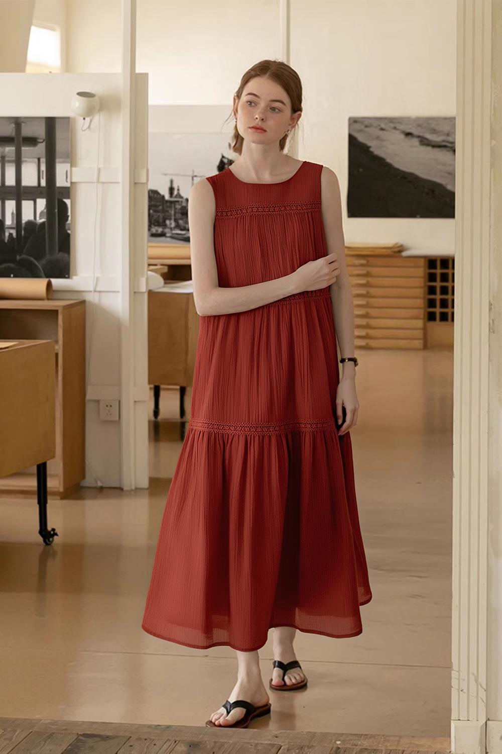Vacation Style Sleeveless Loose Dress
