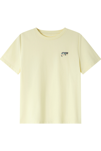 Kitten Sequin Embroidered Straight T-Shirt