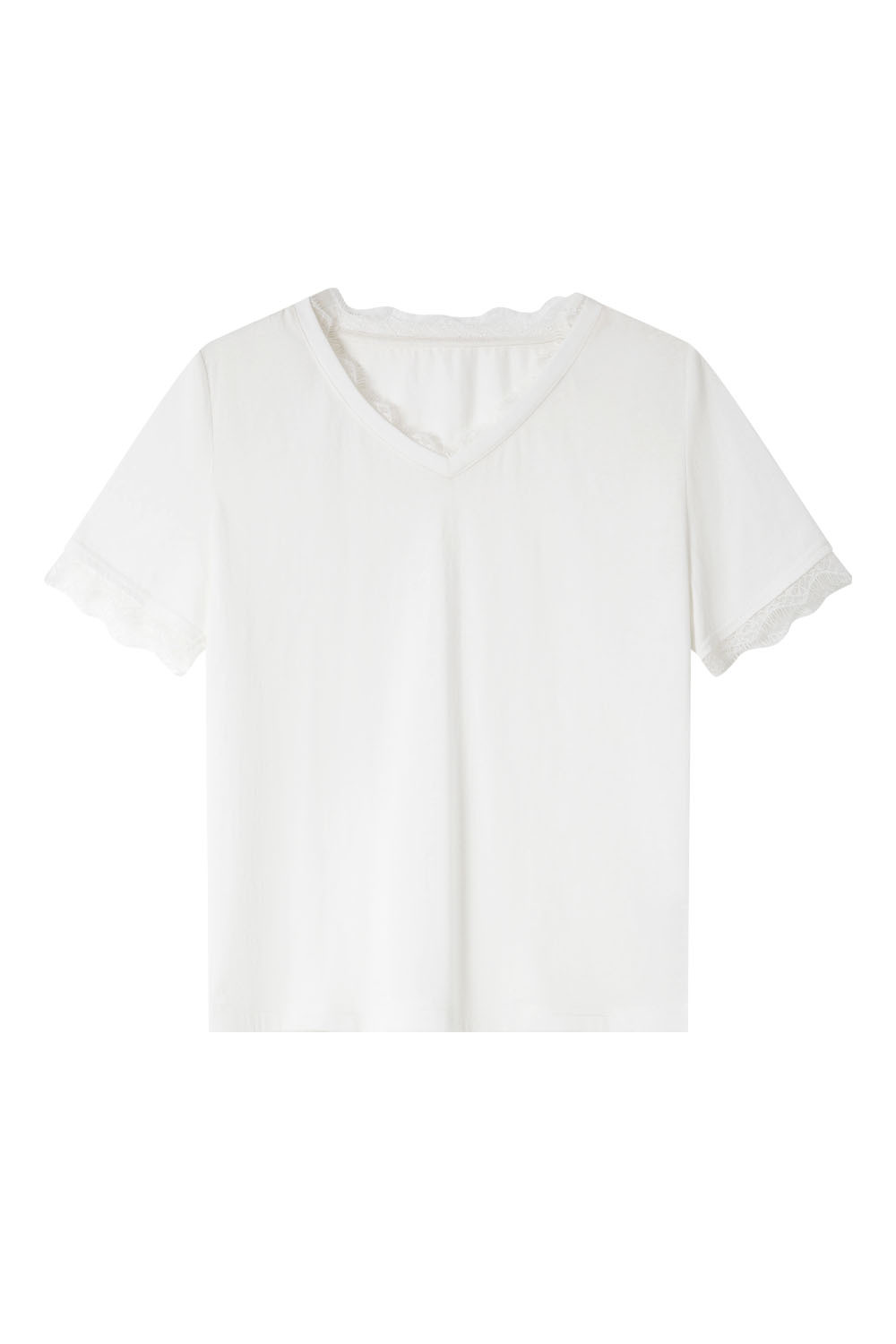 Fashion Lace Solid Color T-Shirt