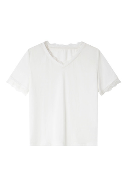 Fashion Lace Solid Color T-Shirt