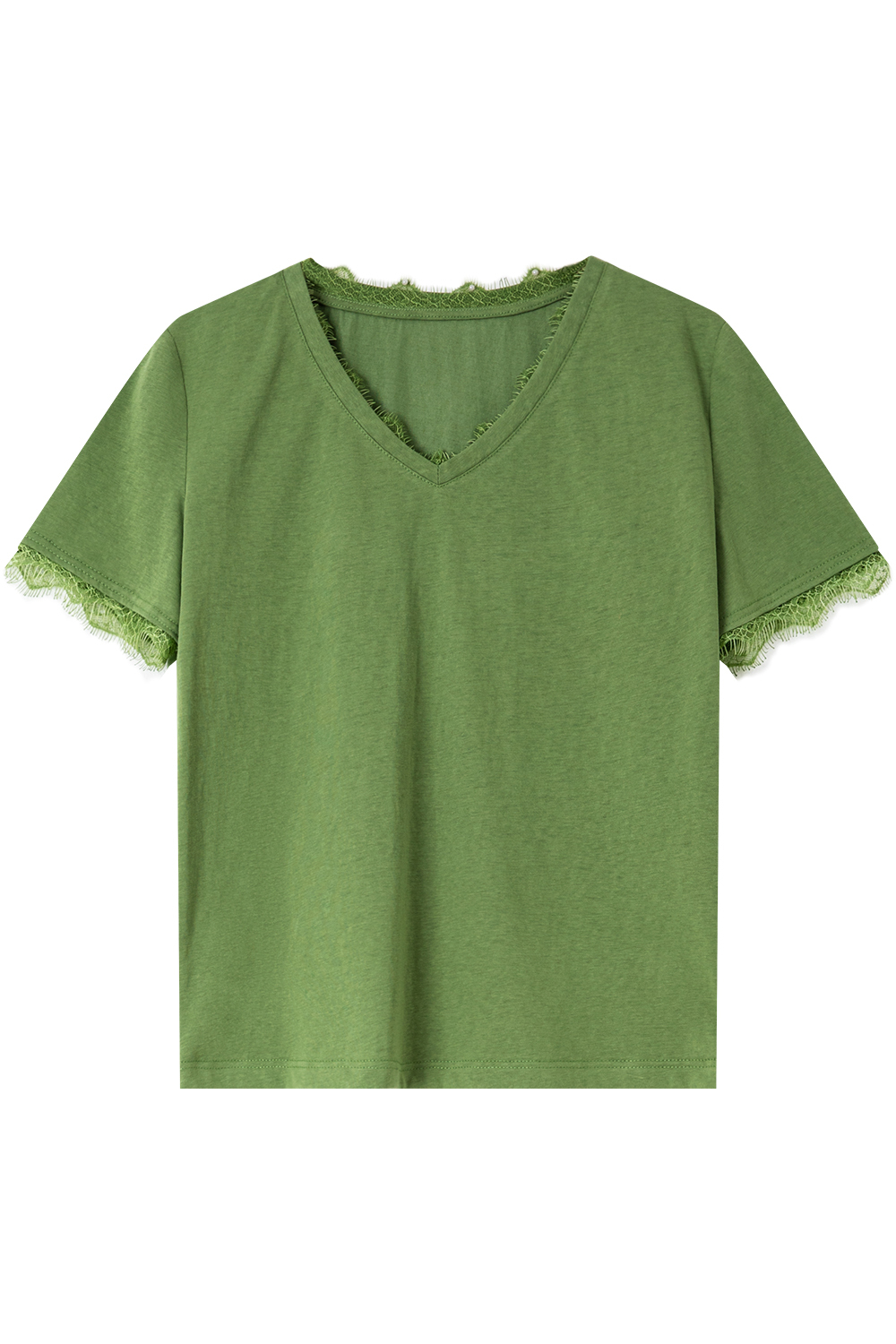 Fashion Lace Solid Color T-Shirt
