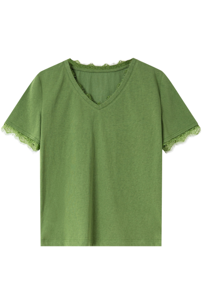 Fashion Lace Solid Color T-Shirt