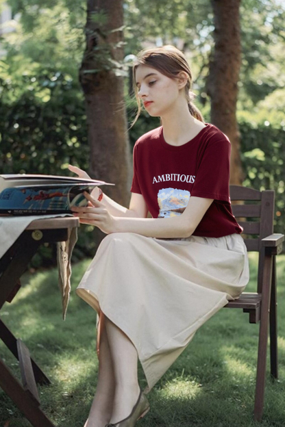 Round Neck Printed Loose T-Shirt