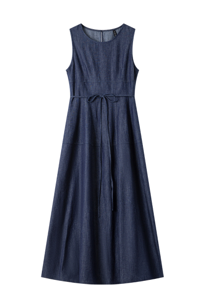 Cotton And Linen Blend Denim Dress