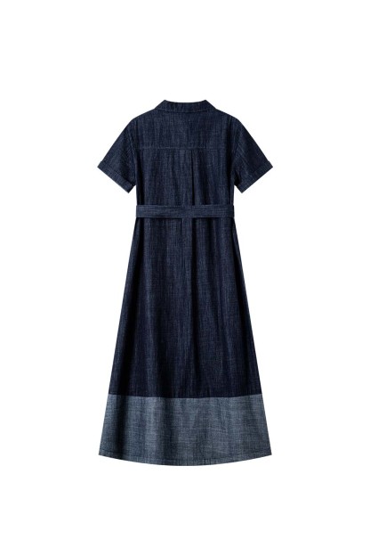100% Cotton Contrast Denim Dress