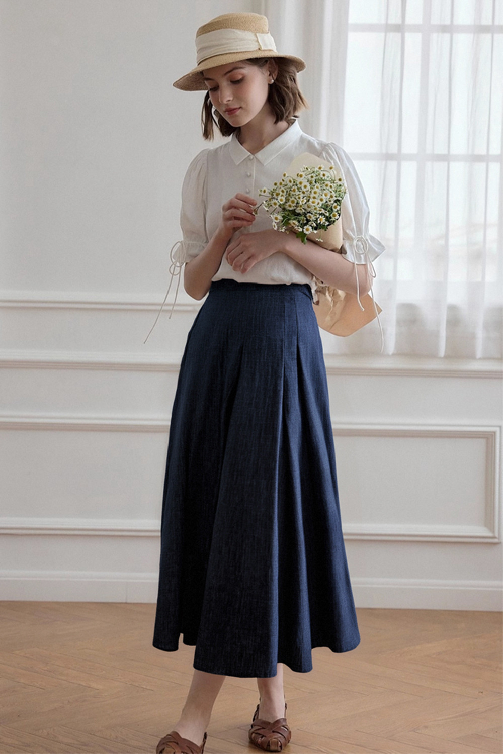Loose Denim A-Line Skirt