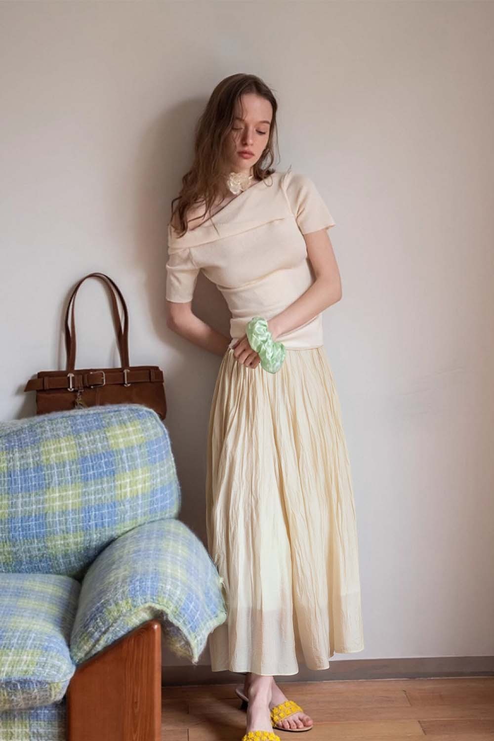 Pleated Loose Umbrella Skirt