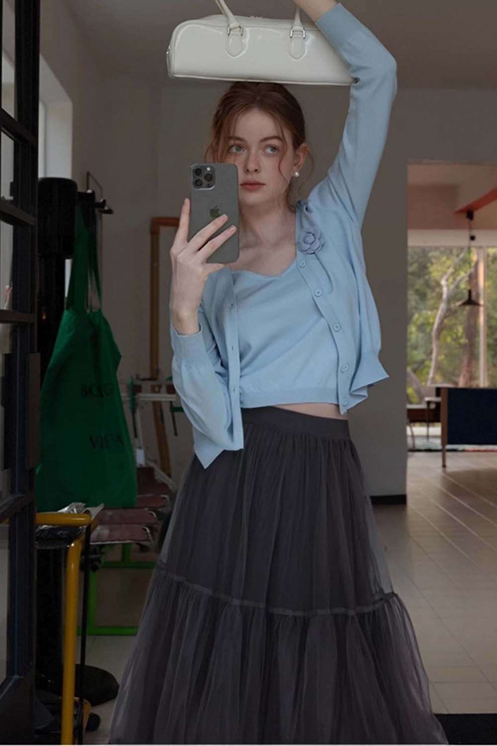 Double-Layered Mesh Puffy Skirt