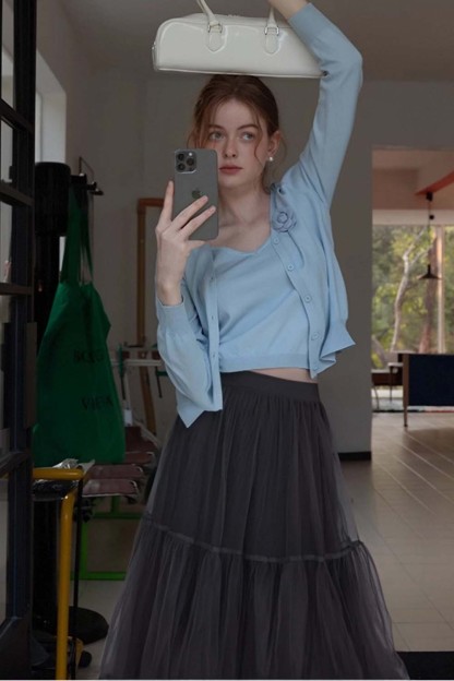 Double-Layered Mesh Puffy Skirt