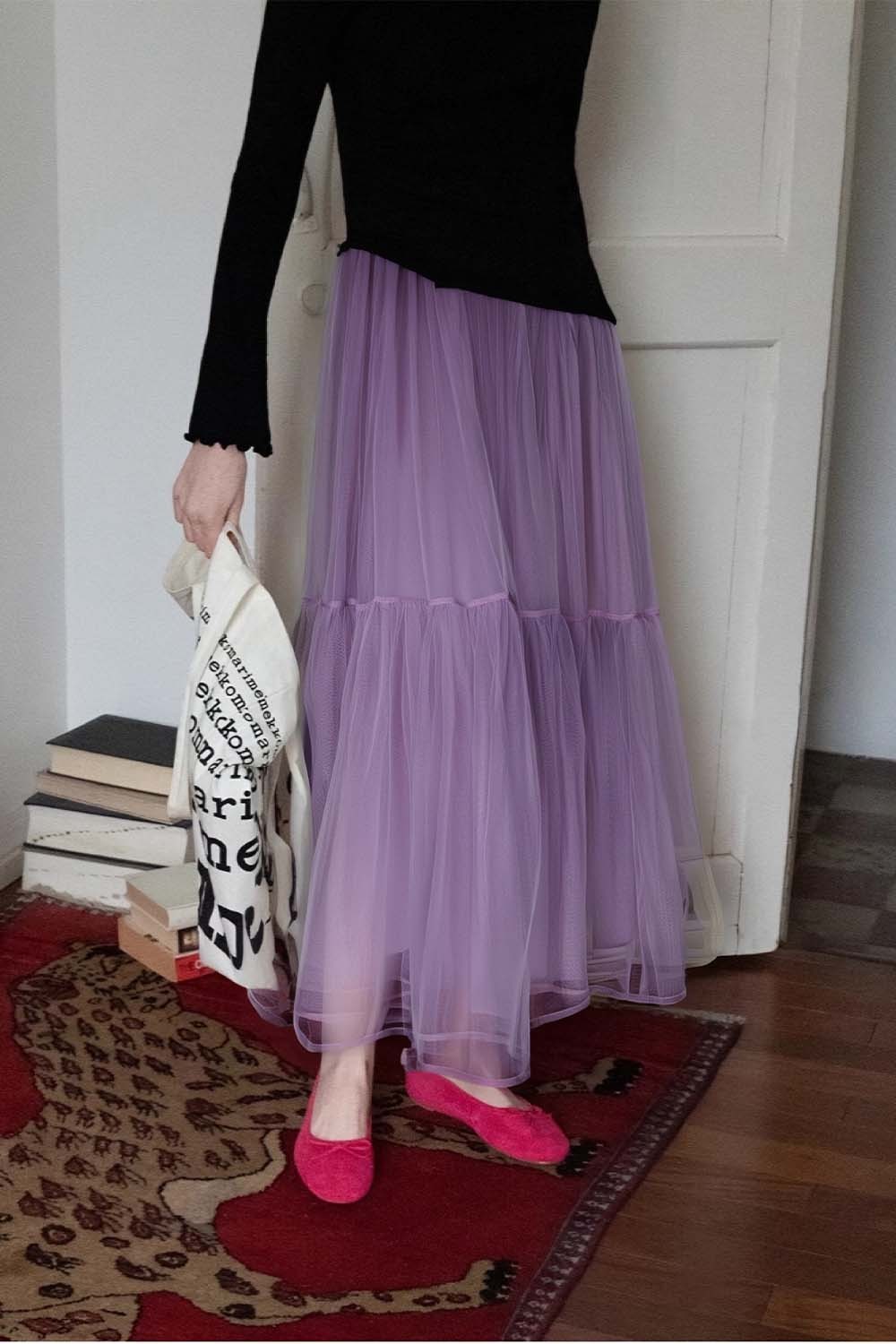 Double-Layered Mesh Puffy Skirt