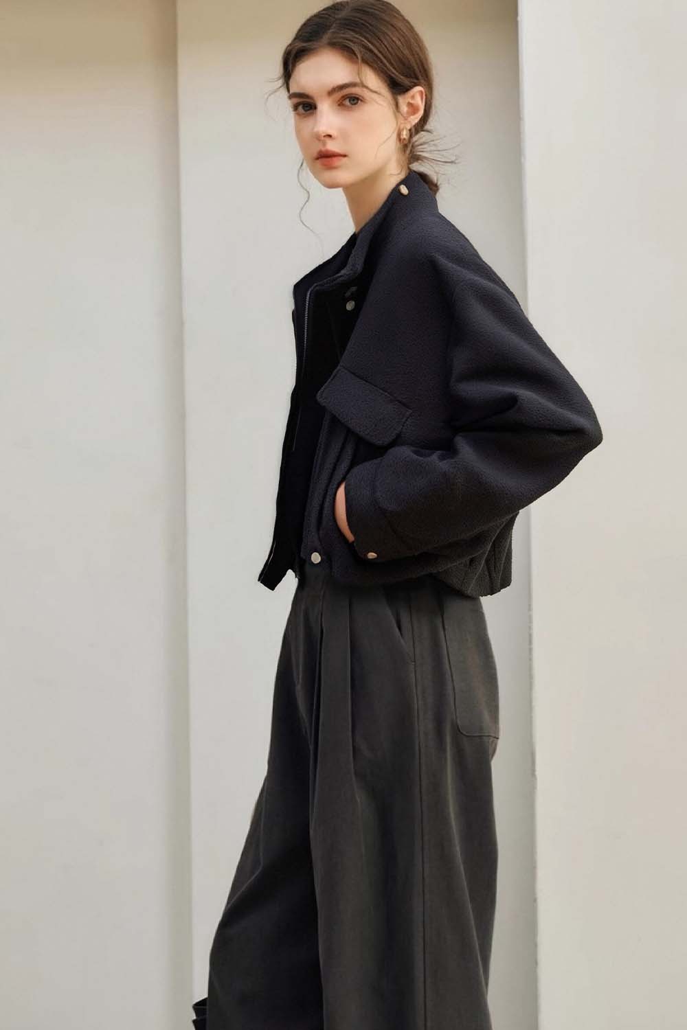 Workwear Style Short Lapel Jacket