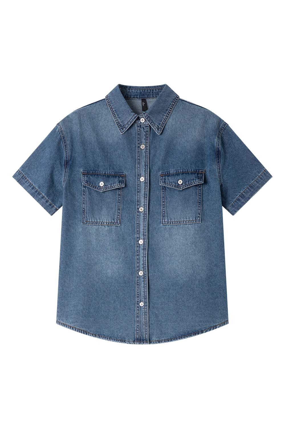 Lapel Cotton Denim Shirt