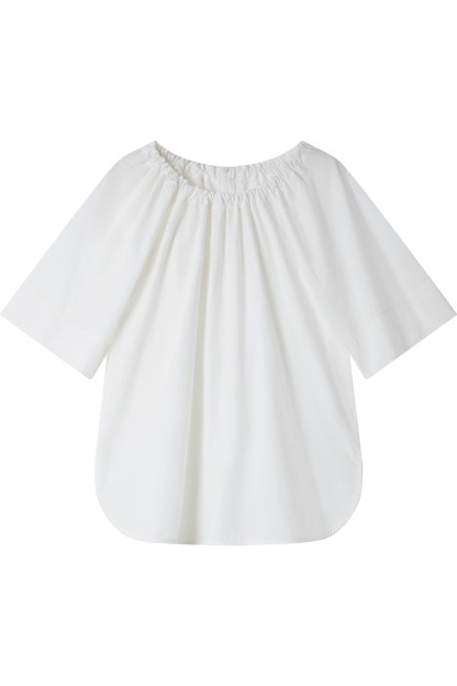 100% Cotton Ruffled Round Neck Shirt
