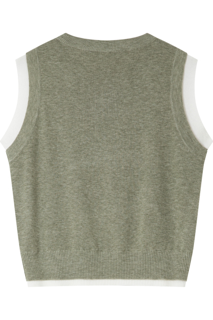 Round Neck Sleeveless Loose Knit Sweater