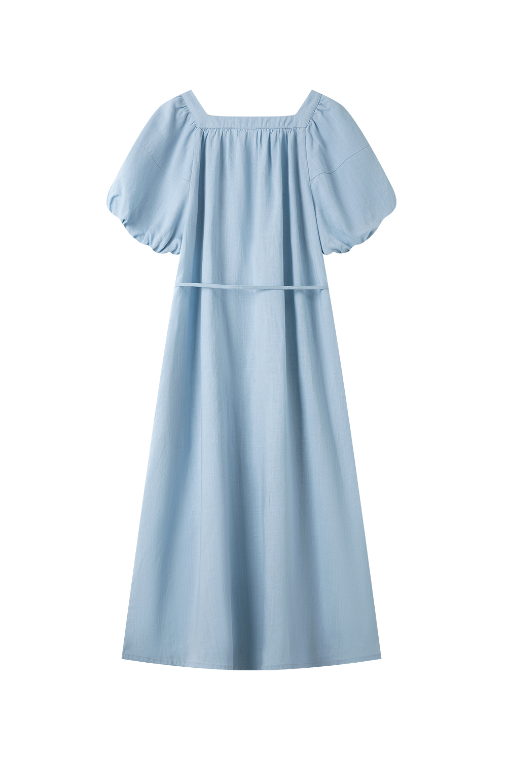 Cotton And Linen Blended Square Neck Dress