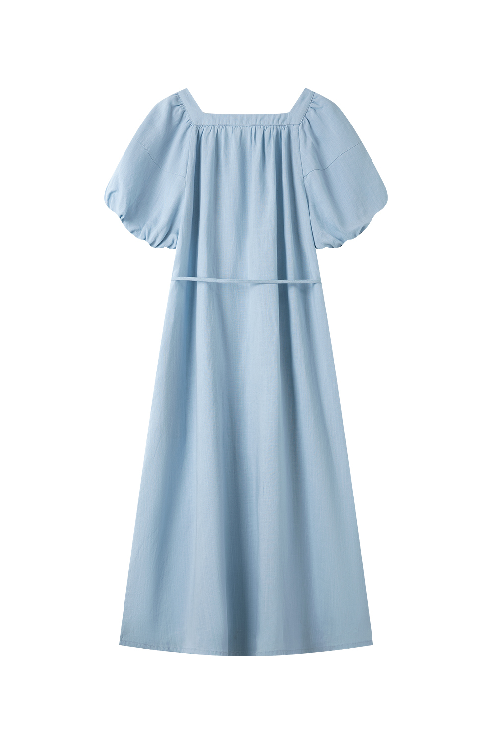 Cotton And Linen Blended Square Neck Dress