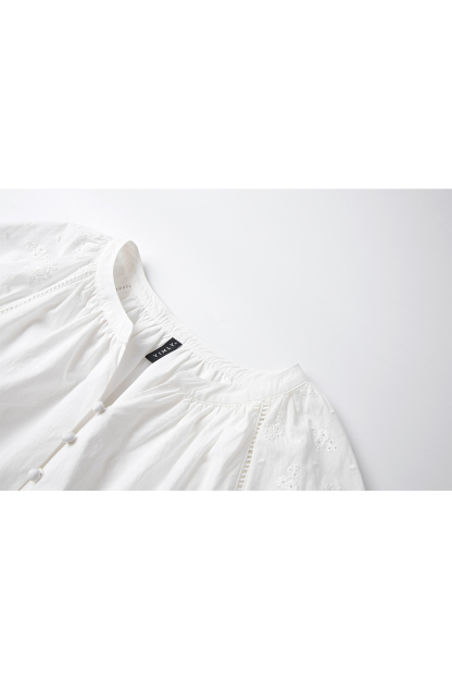 Cotton Lace-Up Straight Dress