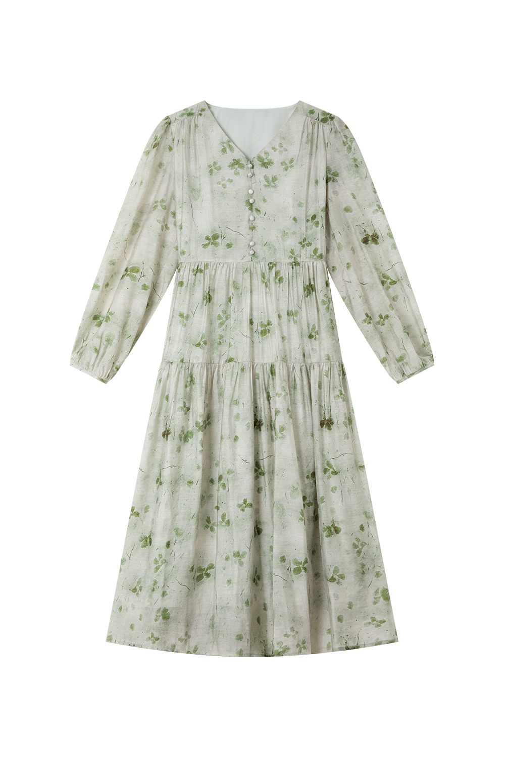 V-Neck Waist Floral Dress