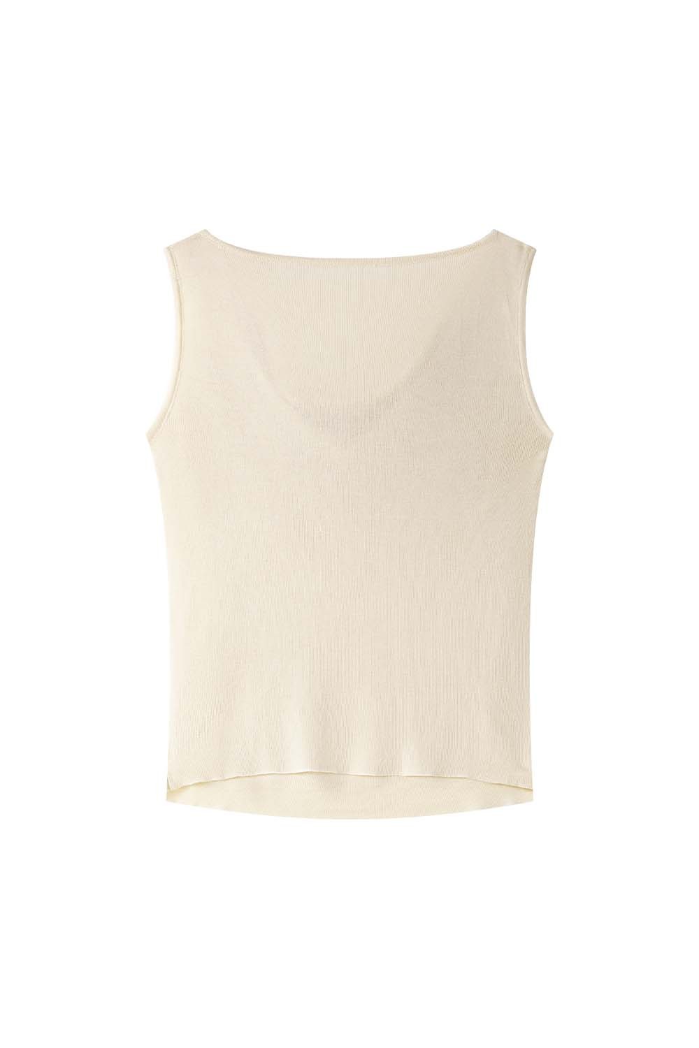 100% Lyocell Sleeveless Swing Collar Knitted Sweater