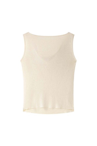 100% Lyocell Sleeveless Swing Collar Knitted Sweater