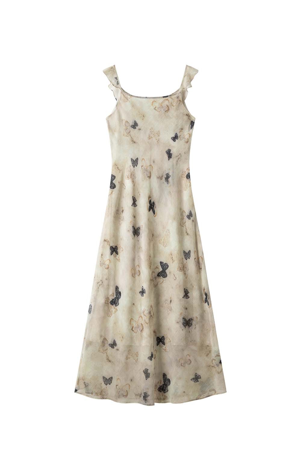 U-Neck Butterfly Suspender Dress