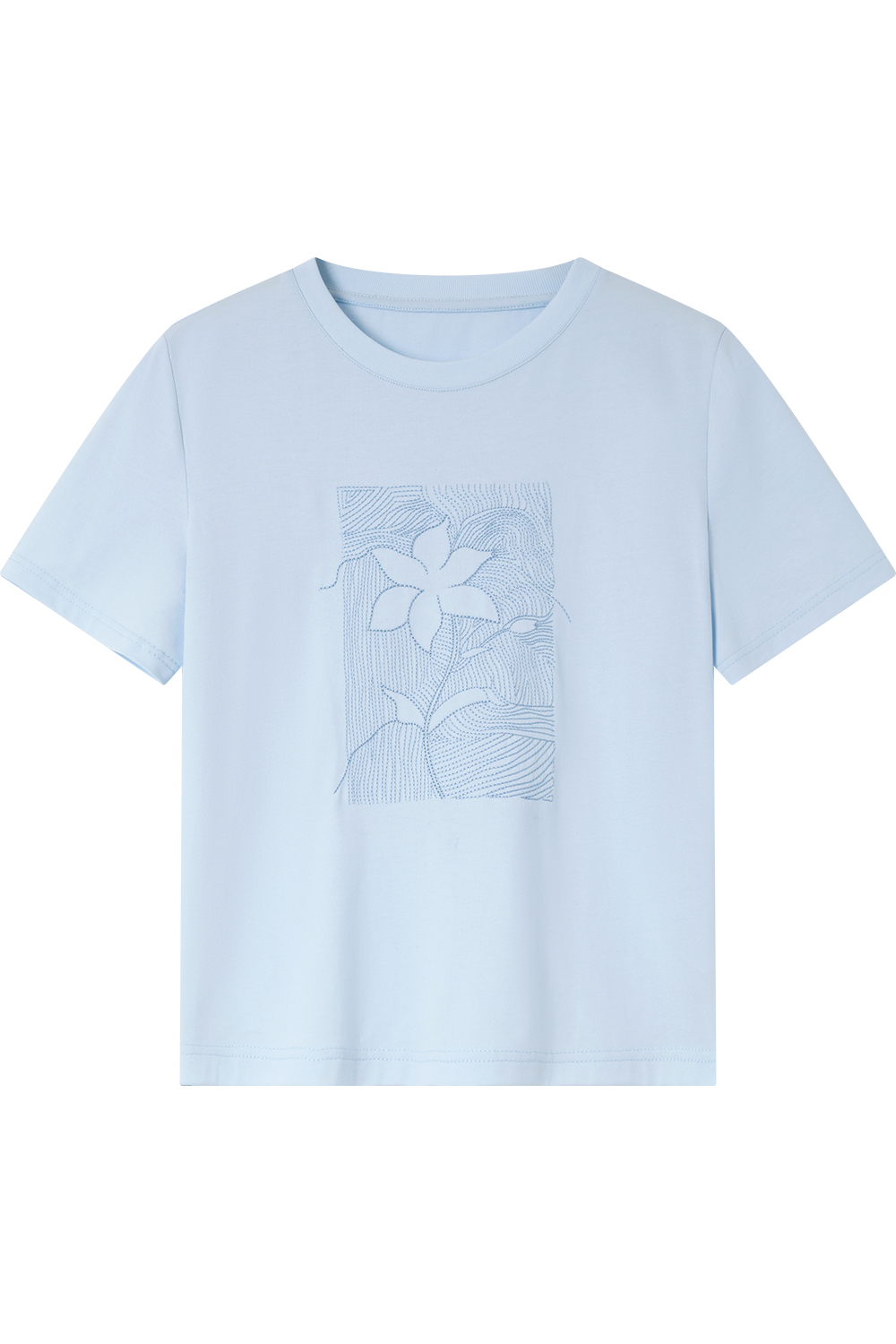 100% Cotton Flower Embroidered T-Shirt