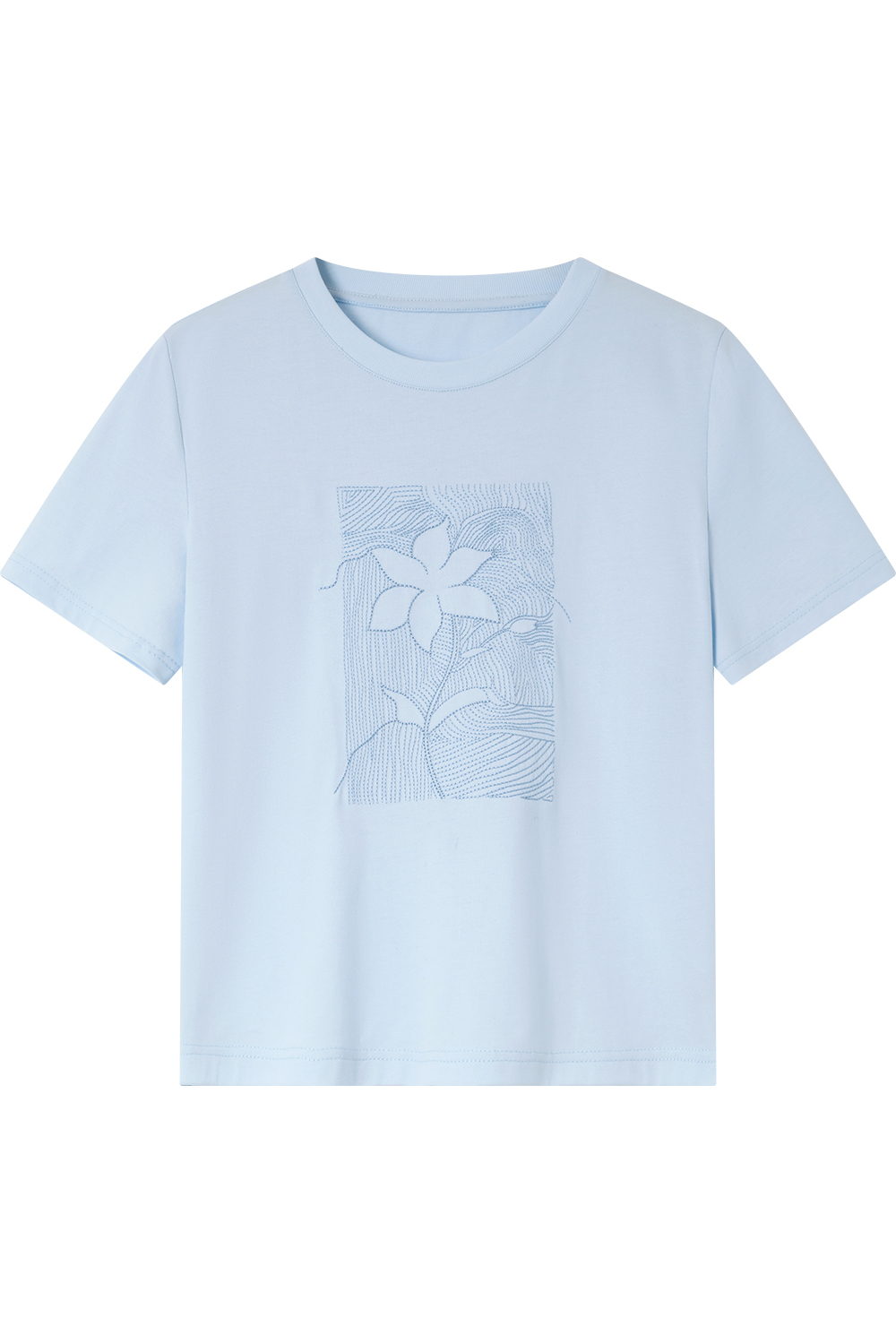 100% Cotton Flower Embroidered T-Shirt