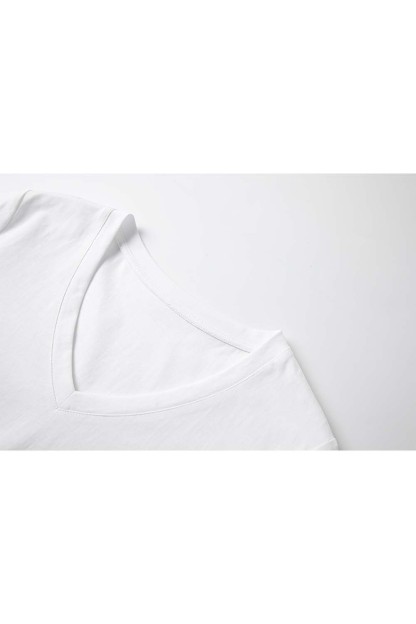 Pure Color V-Neck Casual T-Shirt