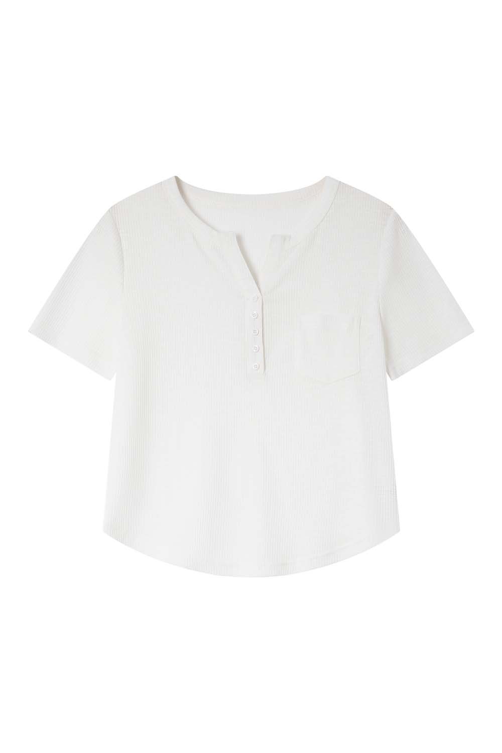 Round Neck Half-Open Loose T-Shirt