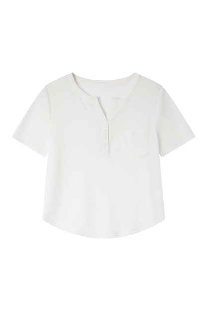 Round Neck Half-Open Loose T-Shirt
