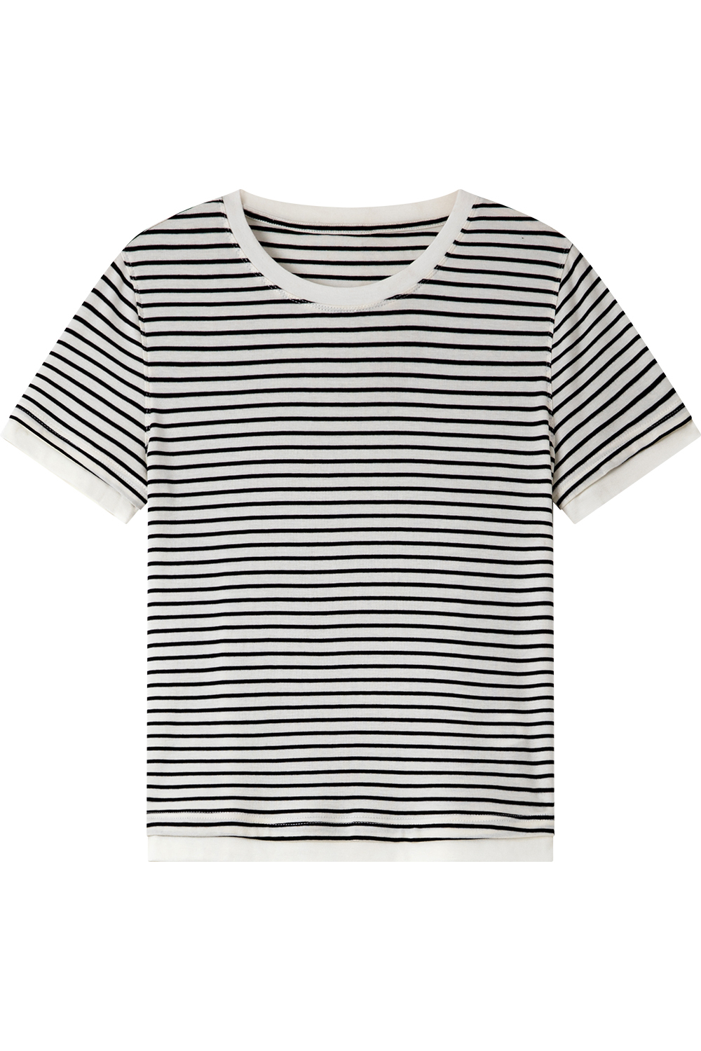 Lycocell Black And White Striped T-Shirt