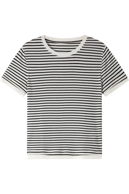 Lycocell Black And White Striped T-Shirt